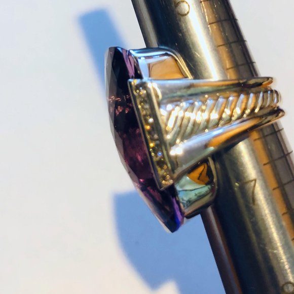 David Yurman Deco Amethyst & Diamond Sterling Sil - Picture 6 of 10